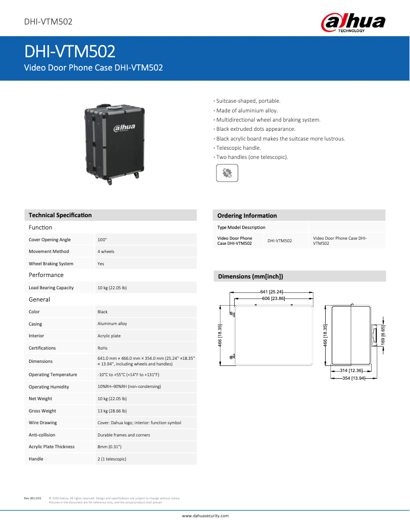Página nº 1 - Ficha técnica Dahua Technology VTM502
