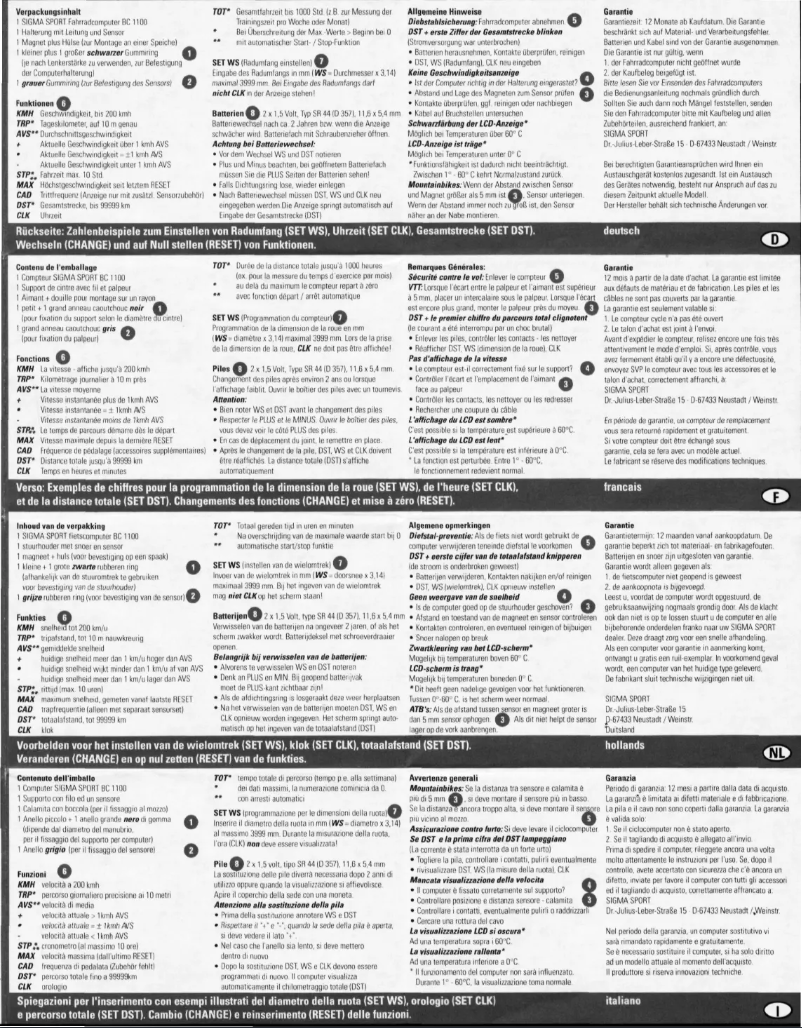 Página 1 del manual Manual de usuario Sigma BC 1100 Topline