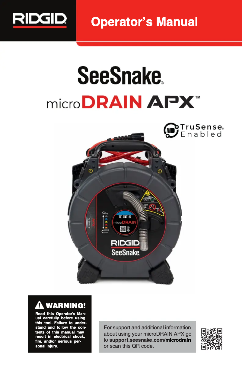 Imagen de la primera página del manual del dispositivo SeeSnake microDRAIN