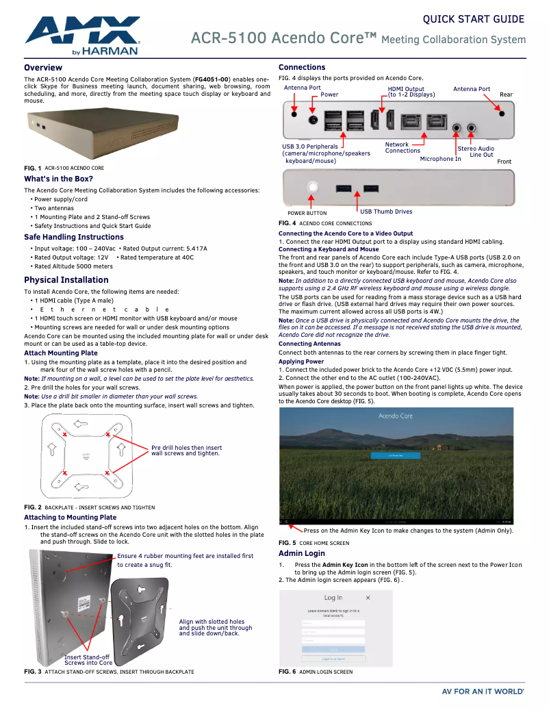 Imagen de la primera página del manual del dispositivo Acendo Core ACR-5100