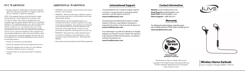 Página 1 del manual Manual de usuario iLive IAEB06