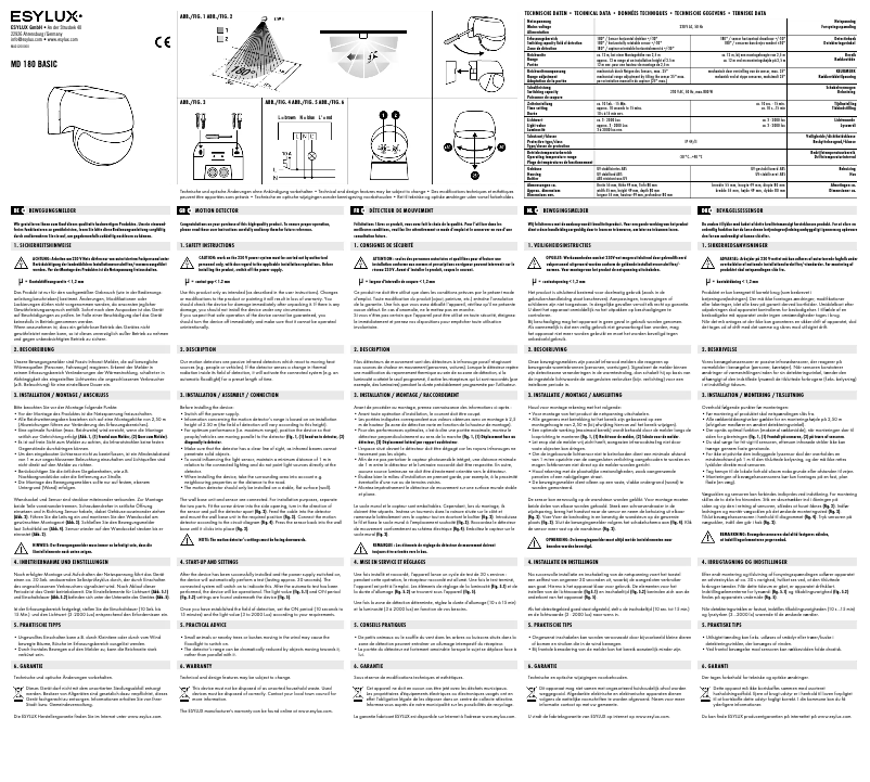 Página 1 del manual Manual de usuario Esylux MD 180 Basic