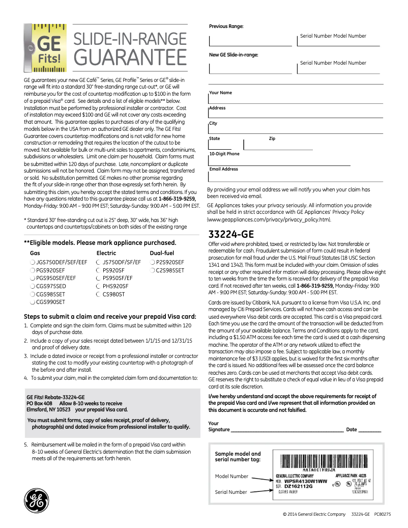 Página 1 del manual Folleto GE JGS750DEFBB