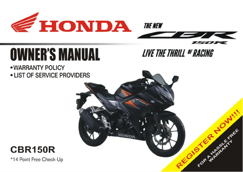 Página 1 del manual Manual de usuario Honda CBR150R (2020)