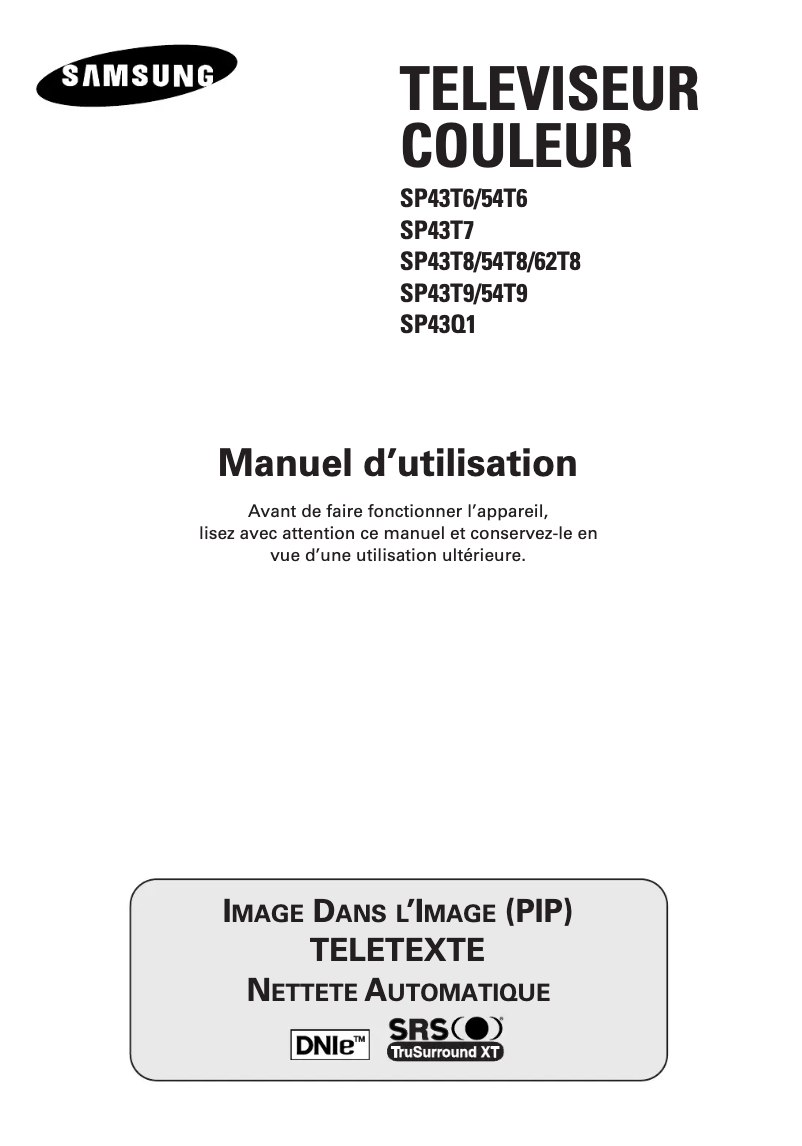 Imagen de la primera página del manual del dispositivo SP-54T9HE
