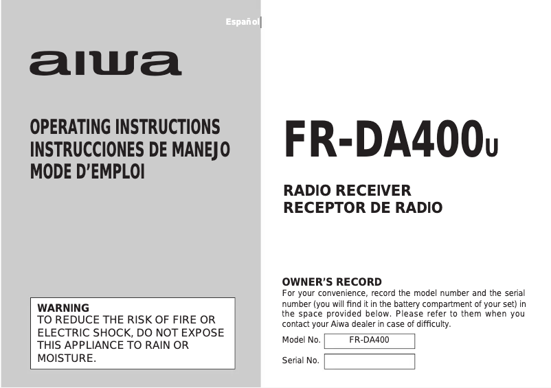 Imagen de la primera página del manual del dispositivo FR-DA400