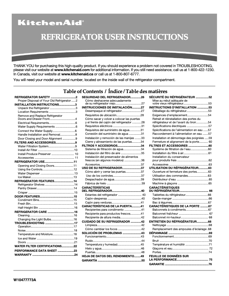 Imagen de la primera página del manual del dispositivo Architect KFFS20EYBL