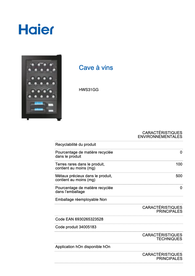 Imagen de la primera página del manual del dispositivo HWS31GGE