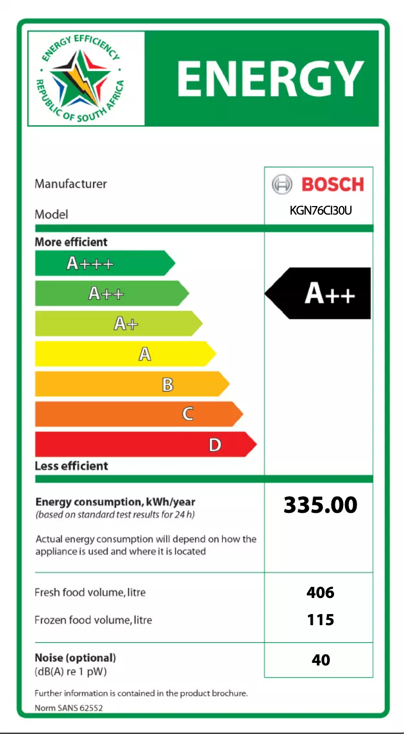 Página nº 1 - Etiqueta energética Bosch KGN76CI30U