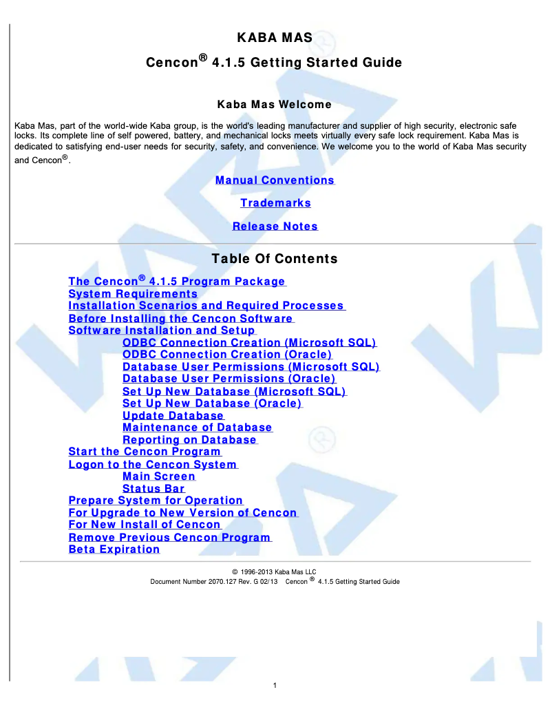 Página 1 del manual Manual de usuario Dormakaba Cencon 4.1.5