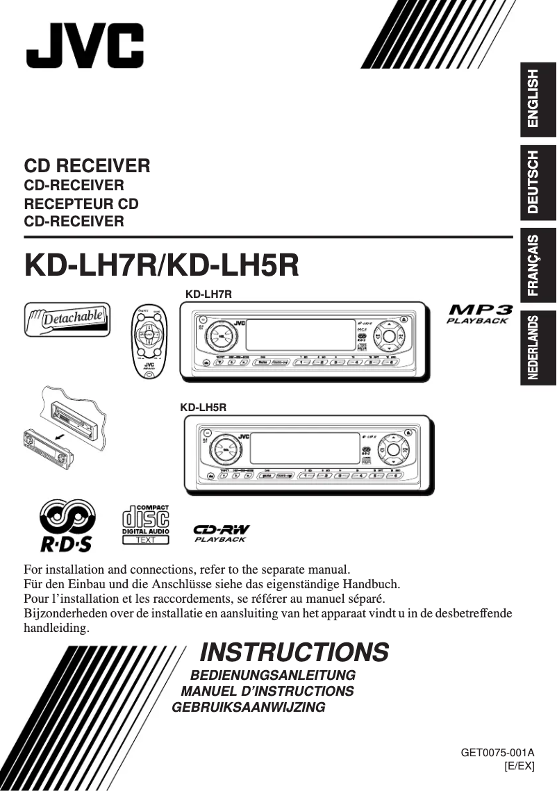Imagen de la primera página del manual del dispositivo KD-LH5R