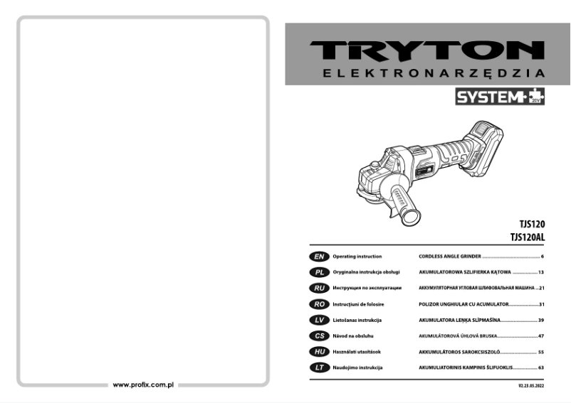 Imagen de la primera página del manual del dispositivo TJS120AL