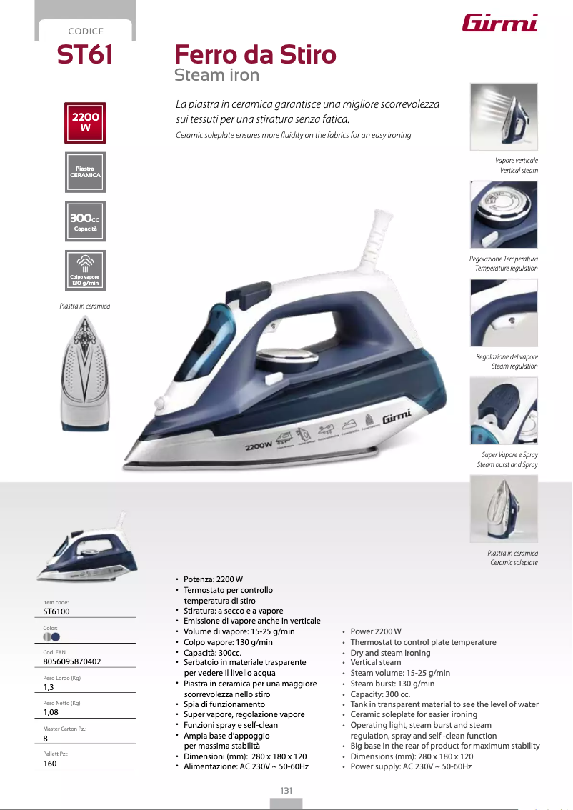 Página 1 del manual Ficha técnica Girmi ST61