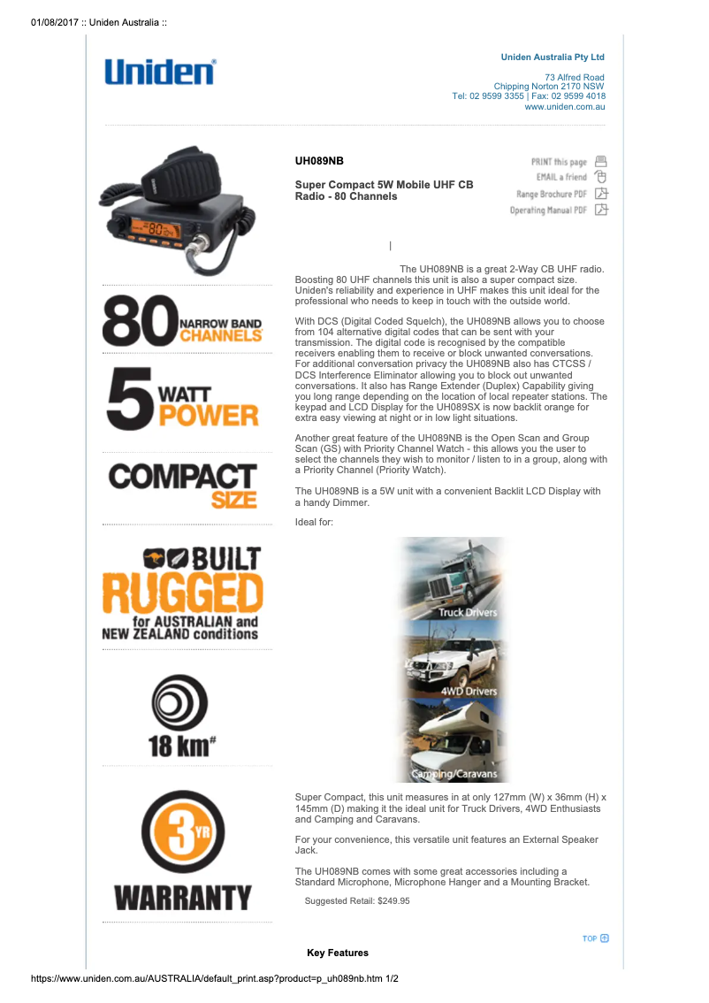 Imagen de la primera página del manual del dispositivo UH089NB