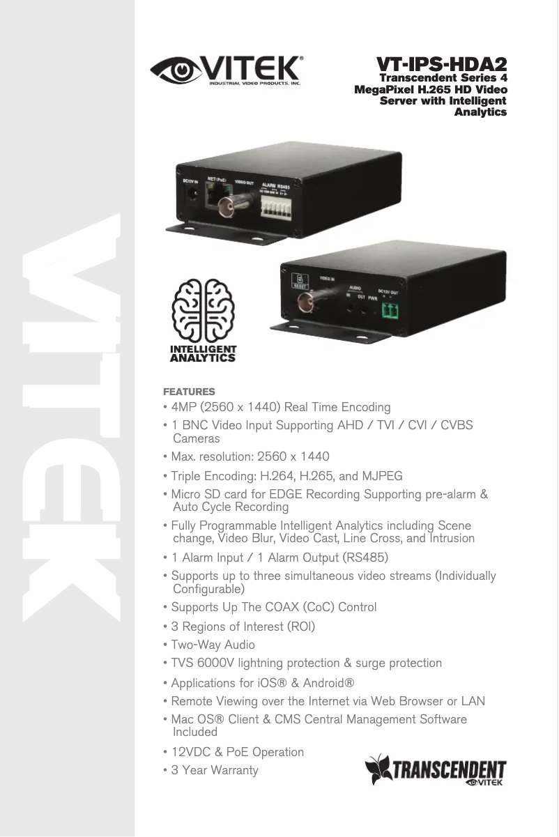 Imagen de la primera página del manual del dispositivo VT-IPS-HDA2