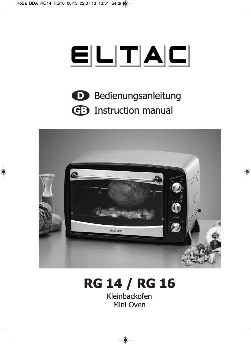 Imagen de la primera página del manual del dispositivo RG 14