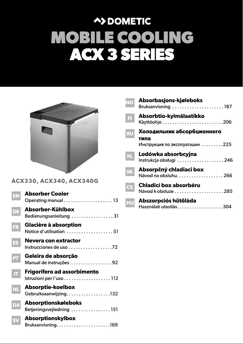 Imagen de la primera página del manual del dispositivo CombiCool ACX3 40G