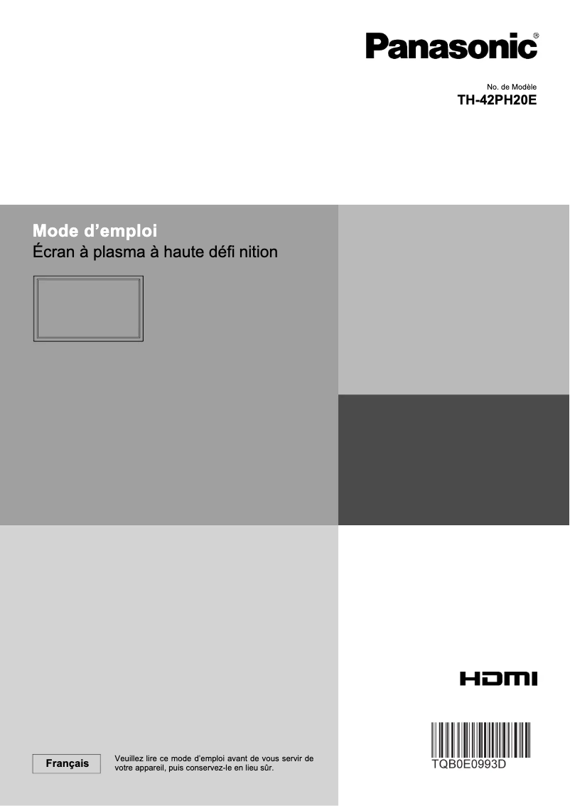 Página nº 1 - Manual de usuario Panasonic TH-42PH20E