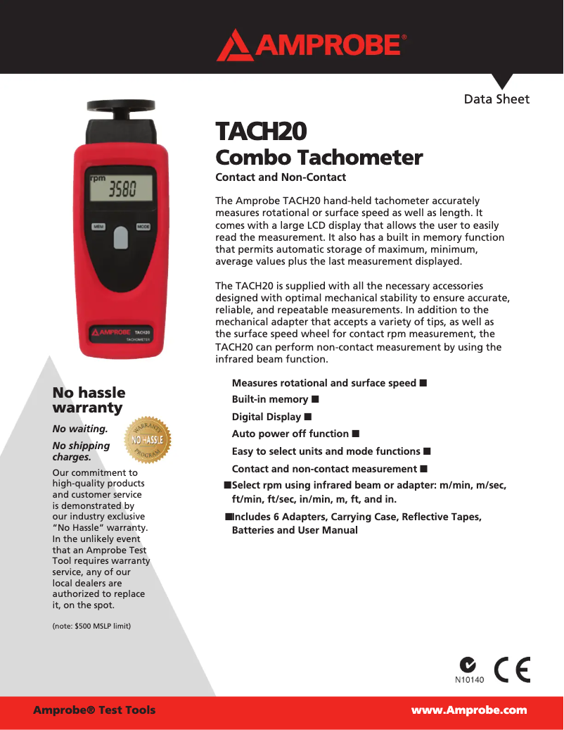 Imagen de la primera página del manual del dispositivo TACH-20