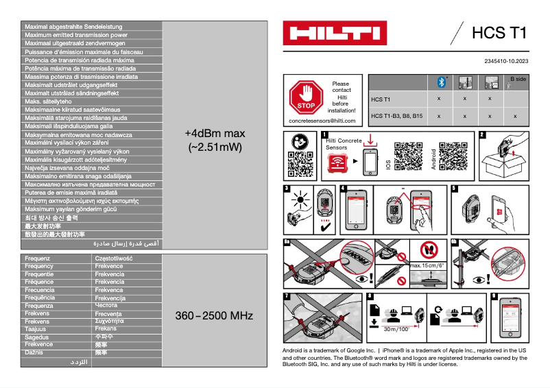 Imagen de la primera página del manual del dispositivo HCS T1