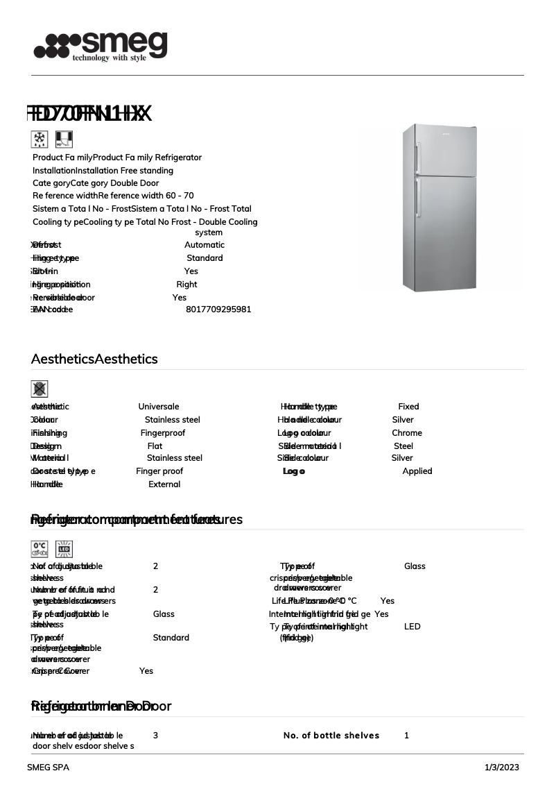 Página 1 del manual Folleto Smeg FD70FN1HX