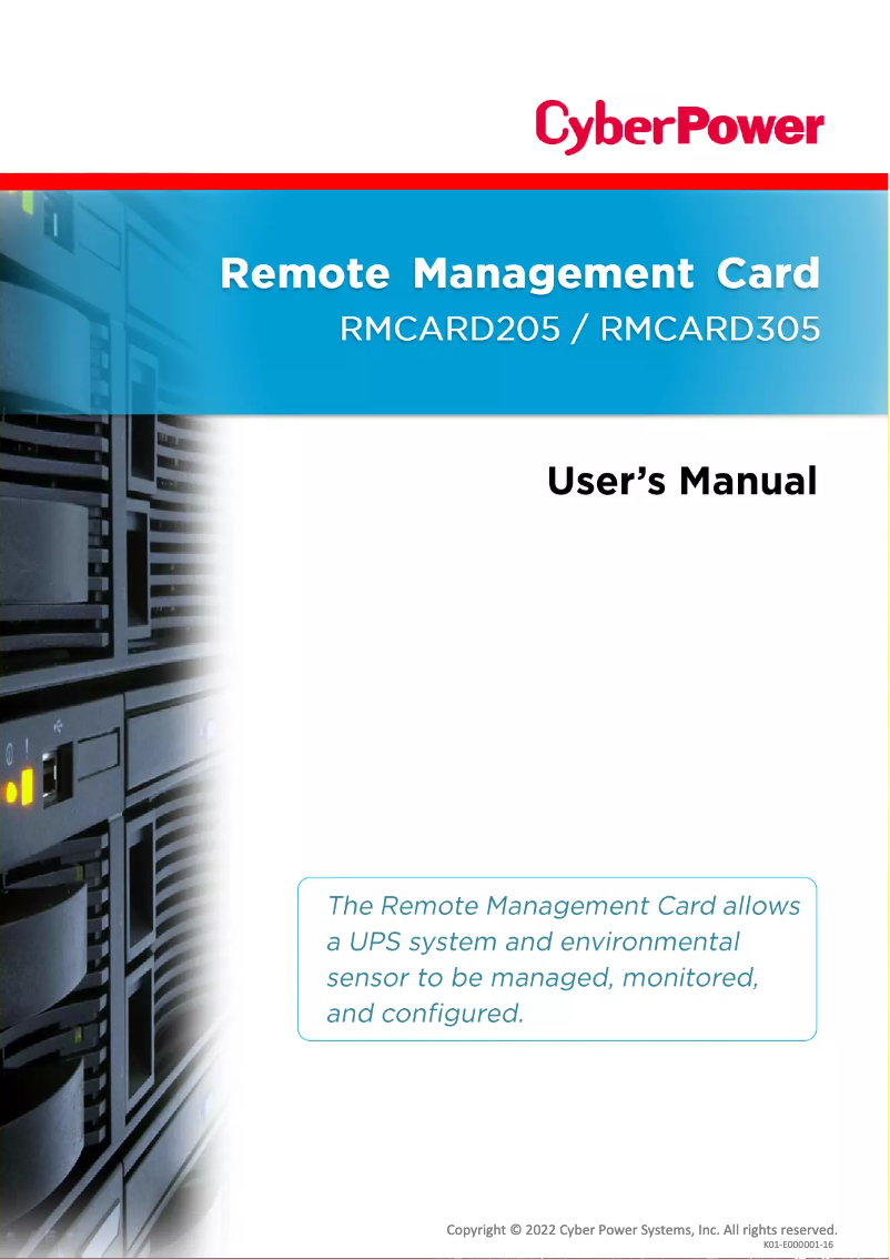 Página 1 del manual Información de garantía CyberPower RMCARD205TAA