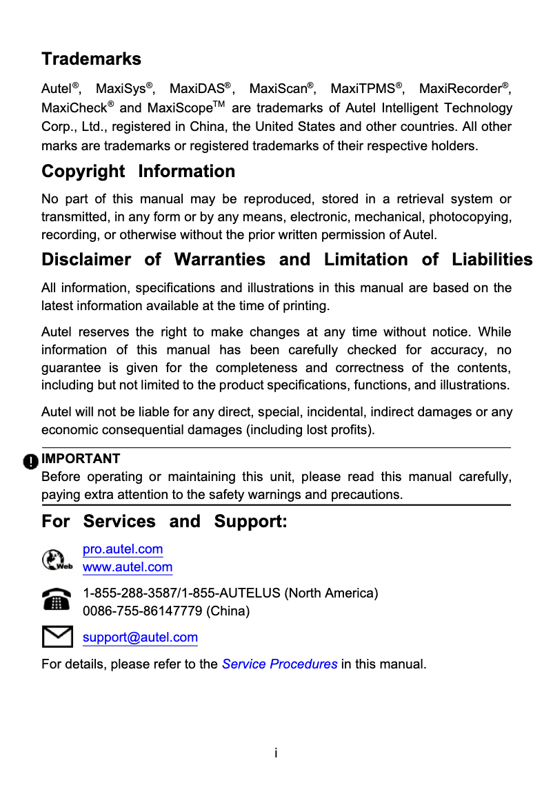 Página nº 1 - Manual de usuario Autel MaxiScope MP408