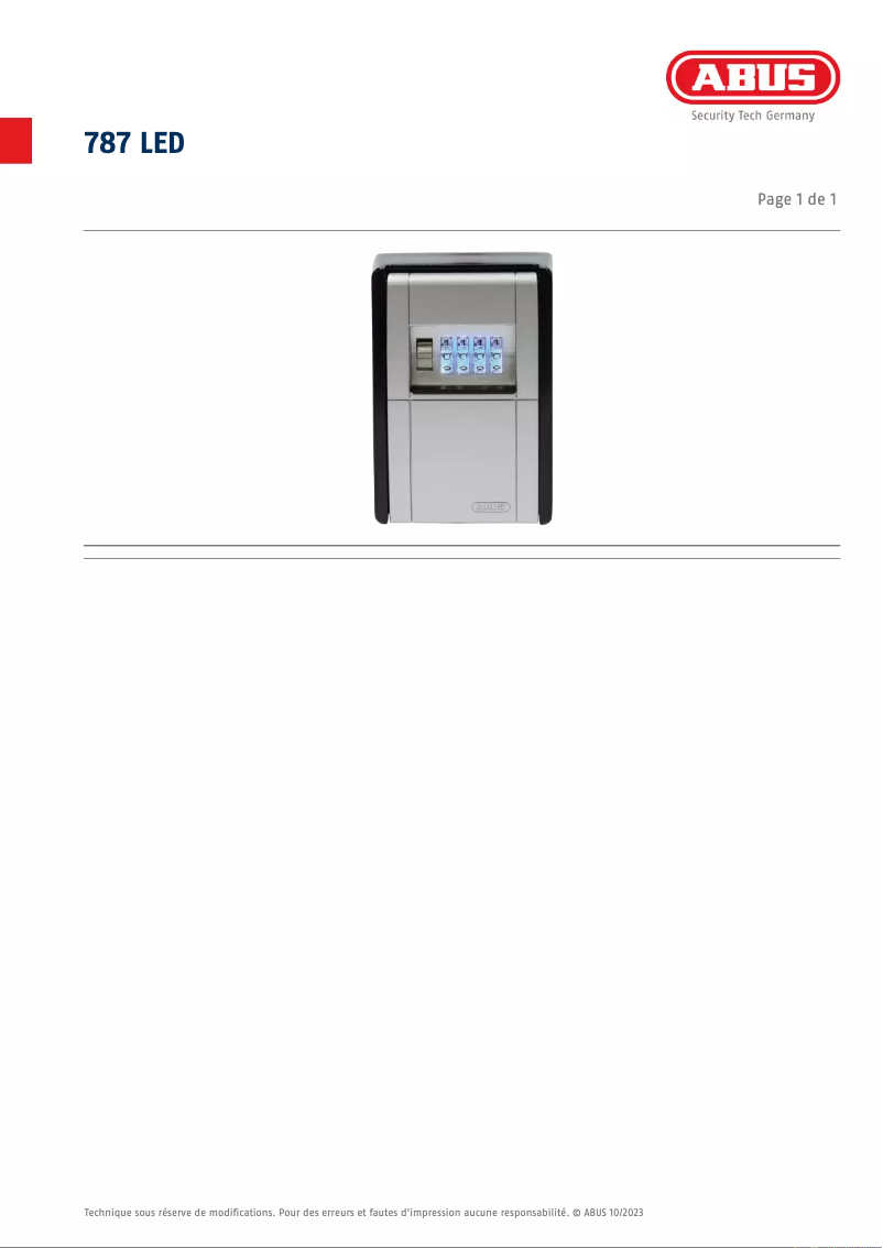 Página nº 1 - Ficha técnica Abus KeyGarage 787 LED