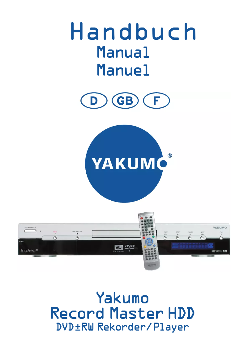 Página 1 del manual Manual de usuario Yakumo Record Master HDD