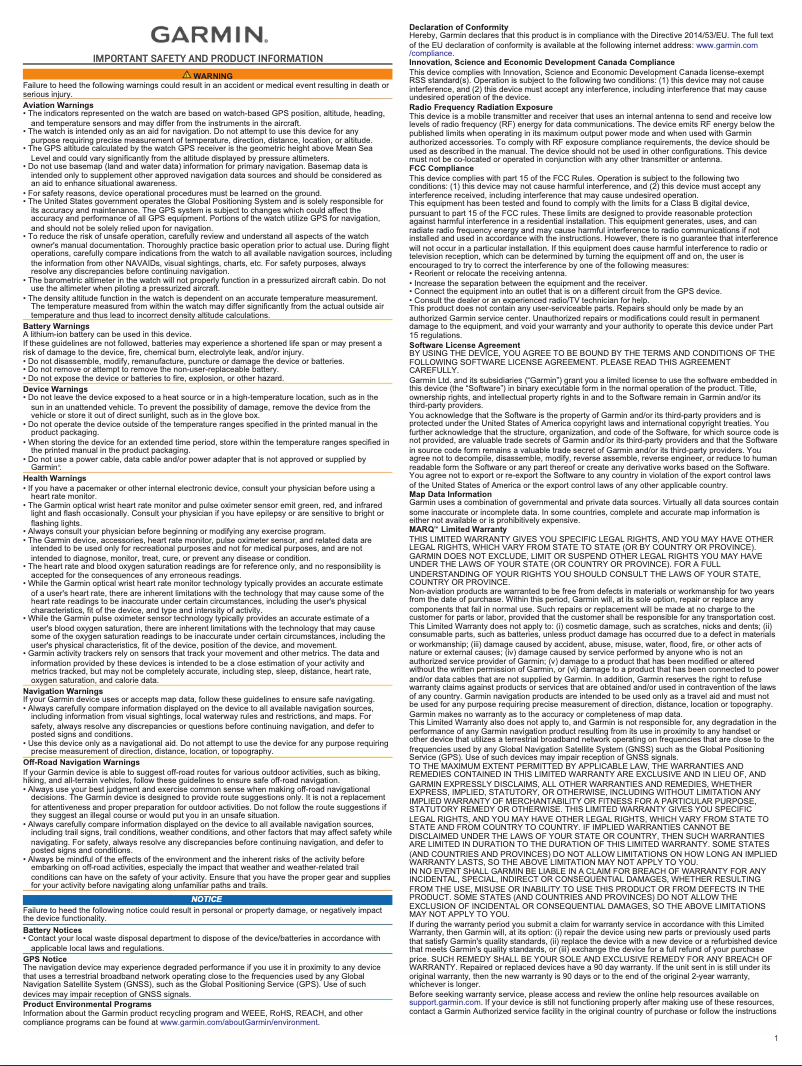 Imagen de la primera página del manual del dispositivo MARQ Aviator