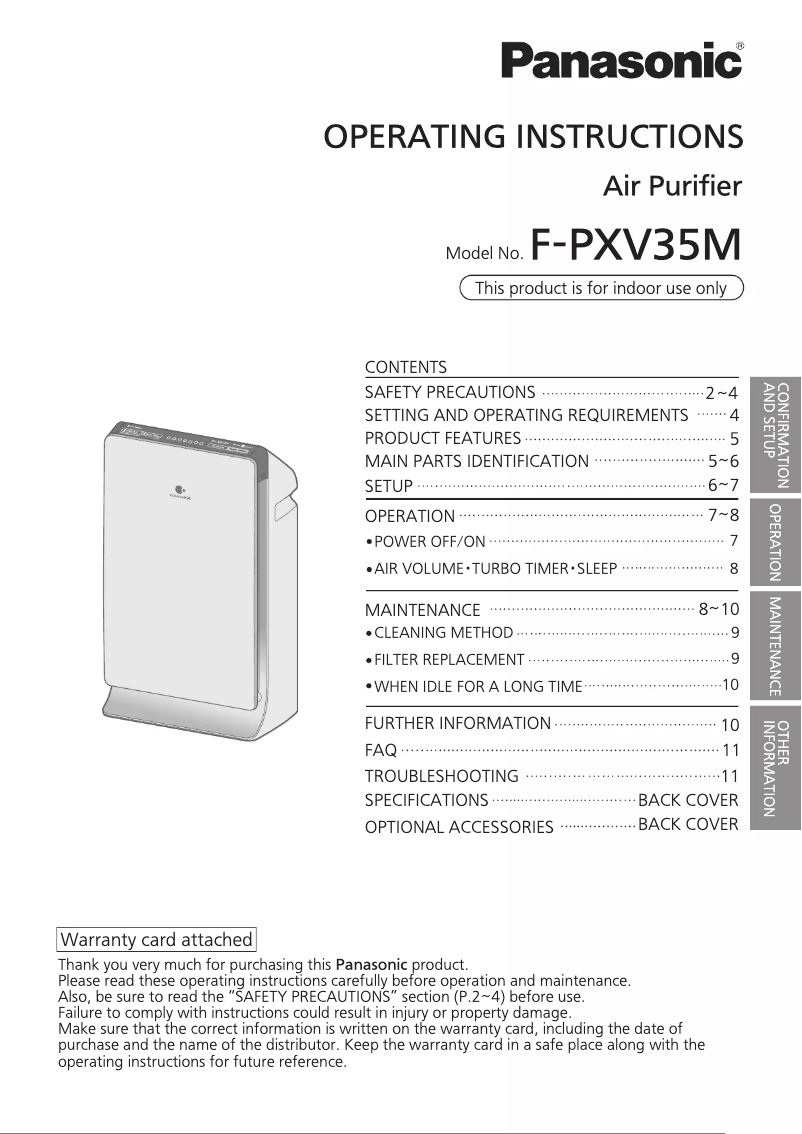 Imagen de la primera página del manual del dispositivo F-PXV35M