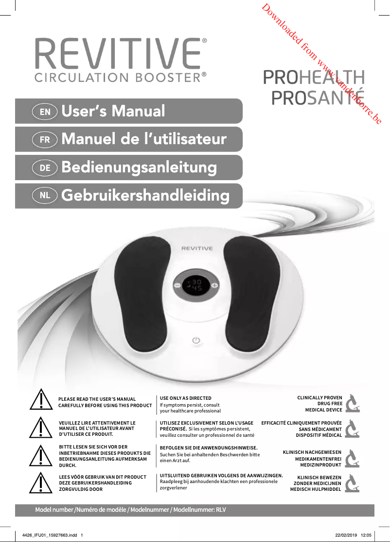 Página 1 del manual Manual de usuario Revitive ProSanté