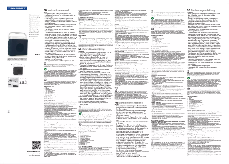 Página 1 del manual Manual de usuario Campart CB-8630