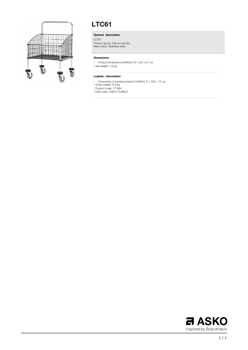Página 1 del manual Manual de usuario Asko LCT61