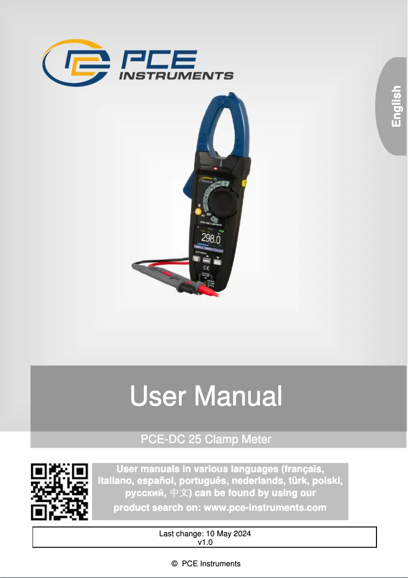 Imagen de la primera página del manual del dispositivo PCE-DC 25