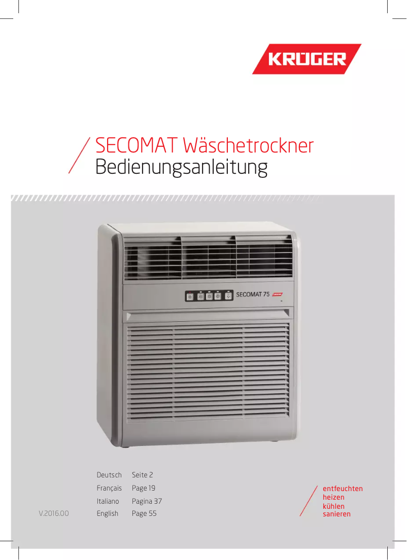 Página 1 del manual Manual de usuario Krüger Secomat 75