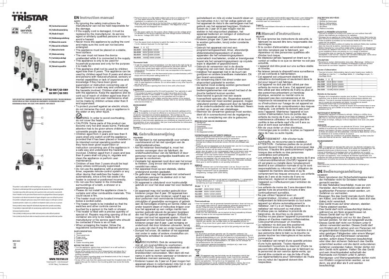 Página nº 1 - Manual de usuario TriStar KA-5087