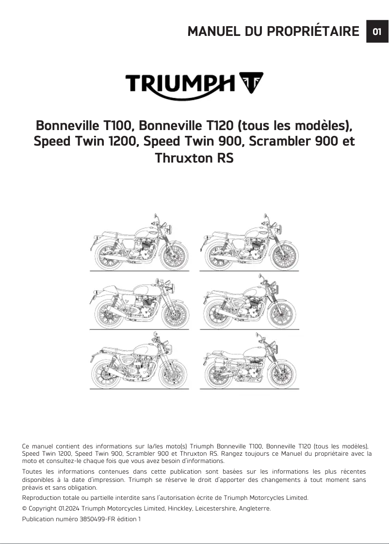 Imagen de la primera página del manual del dispositivo Thruxton RS (2025)