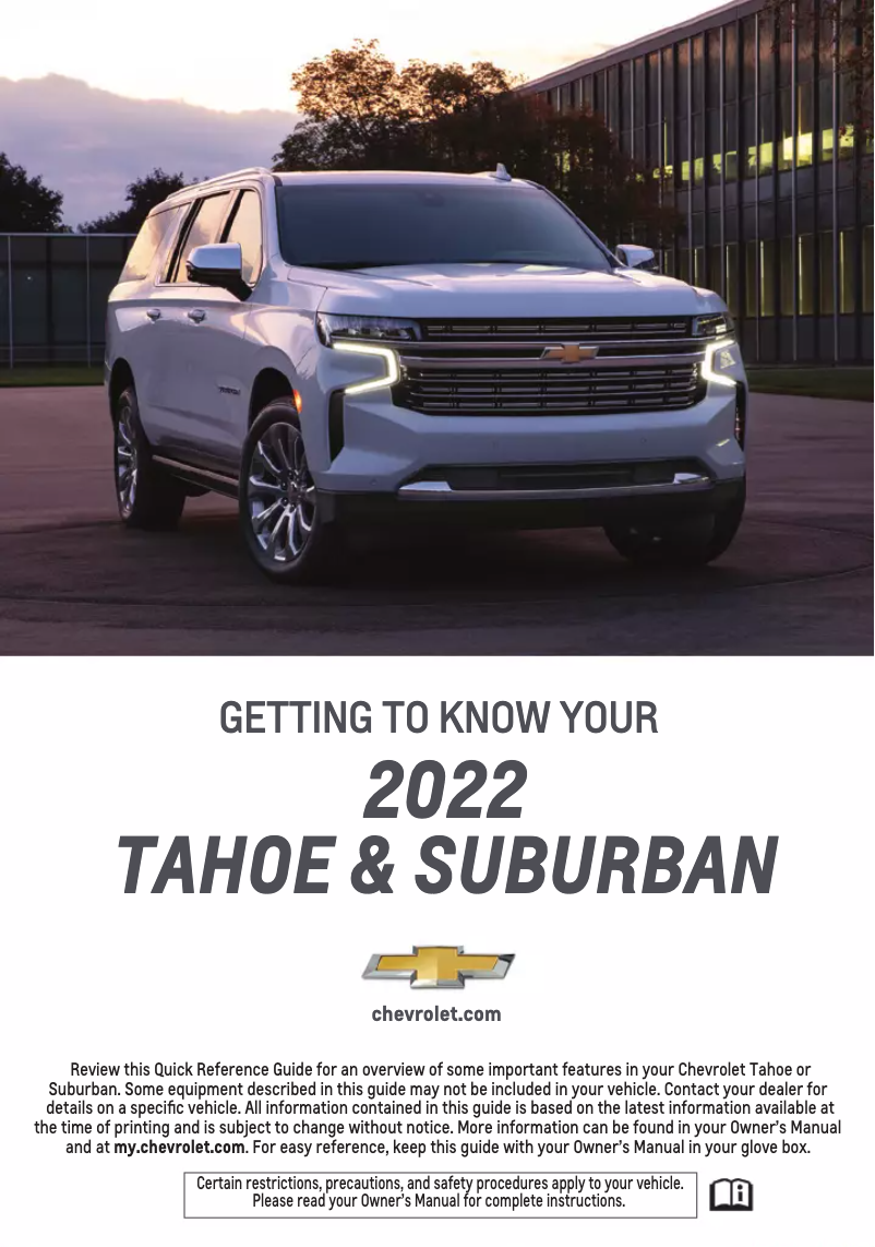 Página 1 del manual Guía de inicio rápido Chevrolet Tahoe (2022)