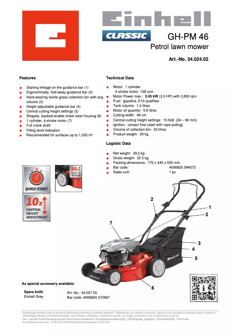 Página 1 del manual Manual de usuario Einhell GH-PM 46
