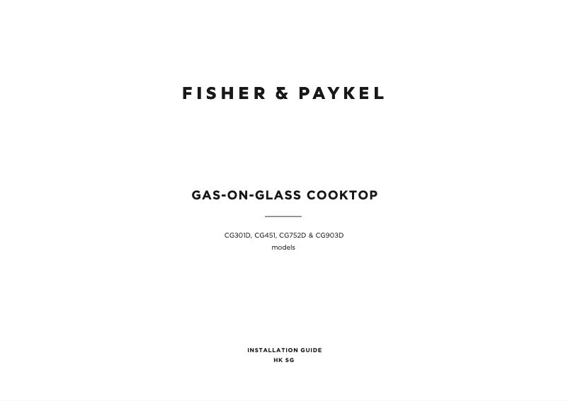 Página 1 del manual Guía de instalación Fisher & Paykel CG903DLPGB1