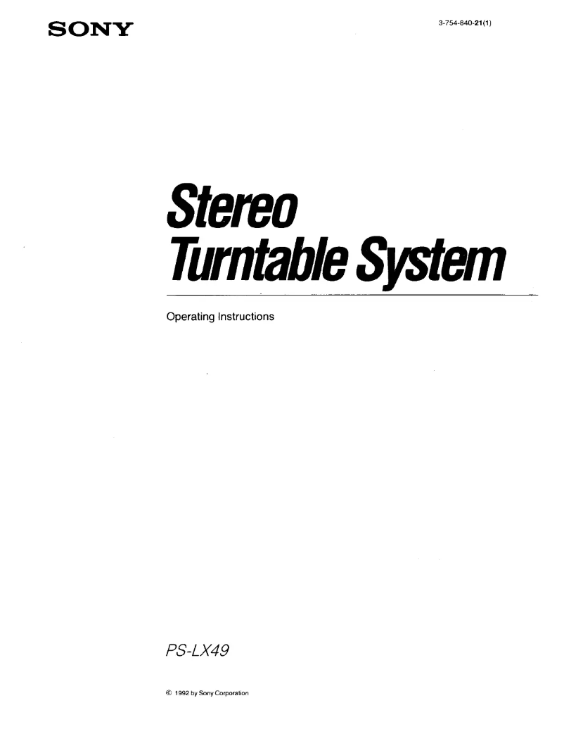 Página 1 del manual Manual de usuario Sony PS-LX49