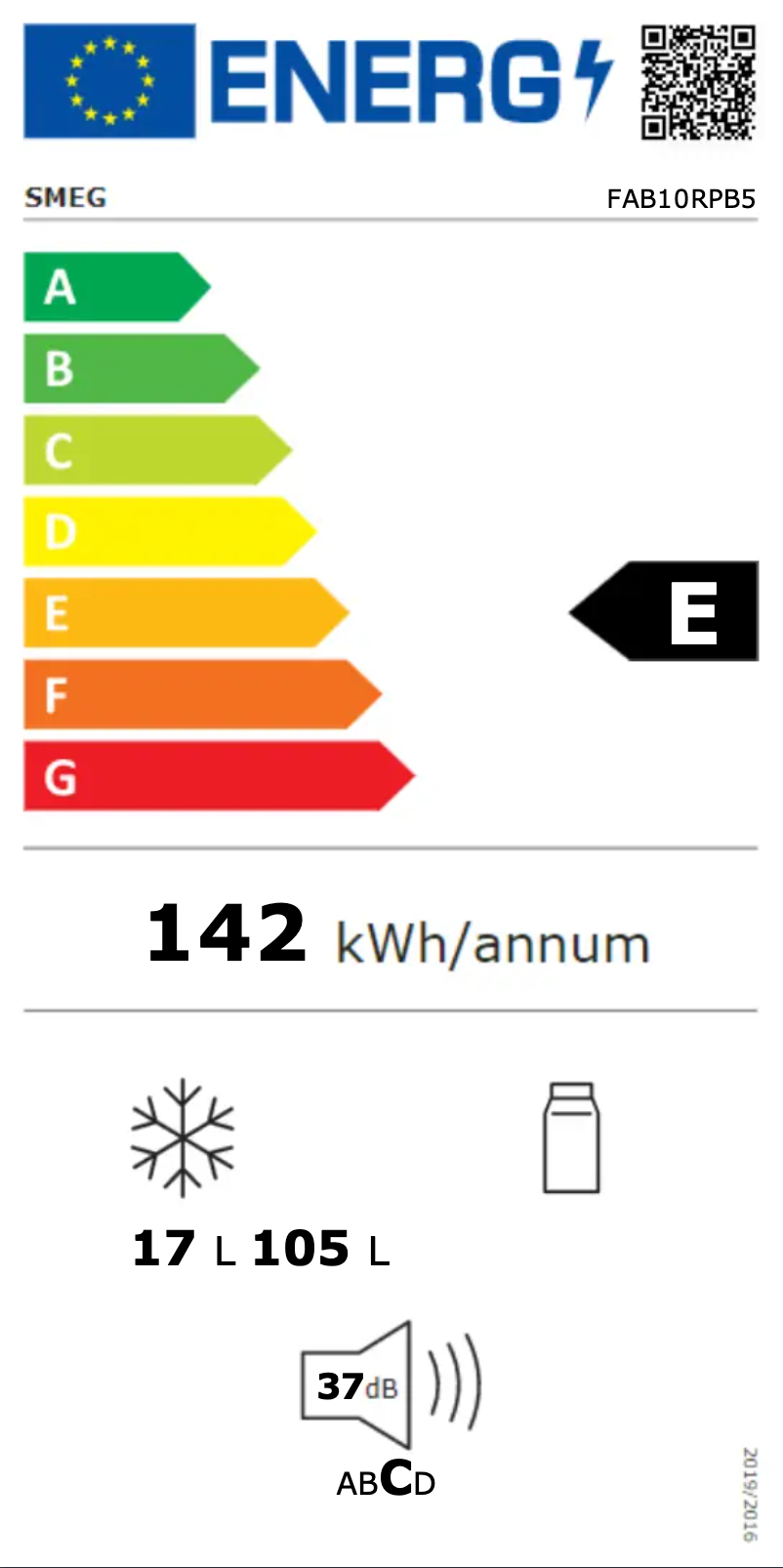 Página 1 del manual Etiqueta energética Smeg FAB10RPB5