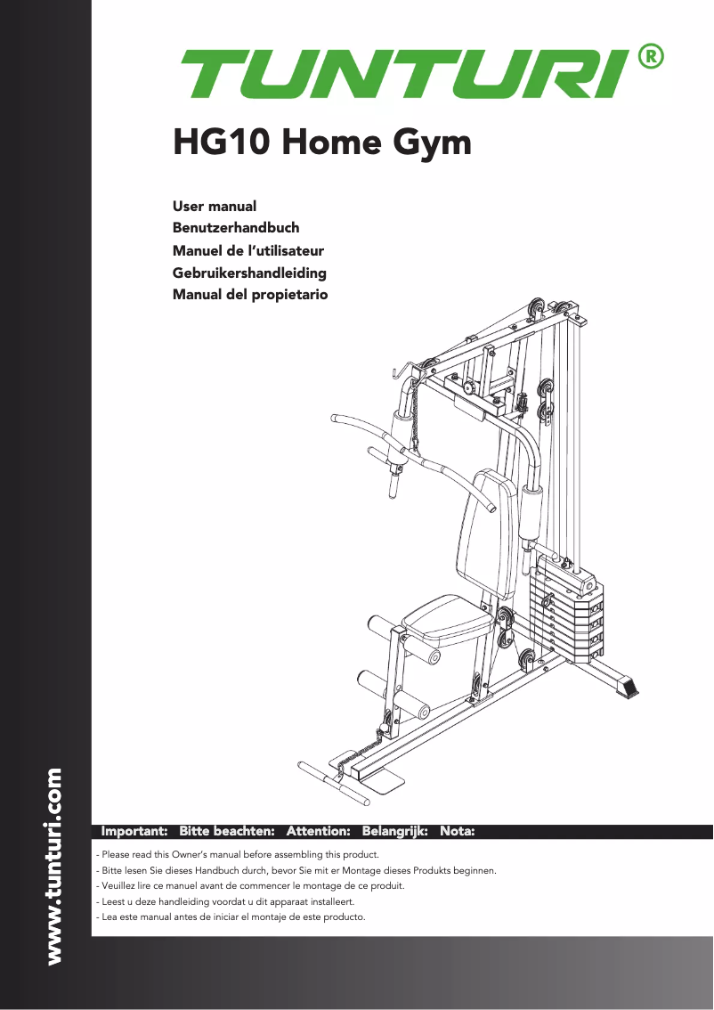 Imagen de la primera página del manual del dispositivo Home Gym HG10