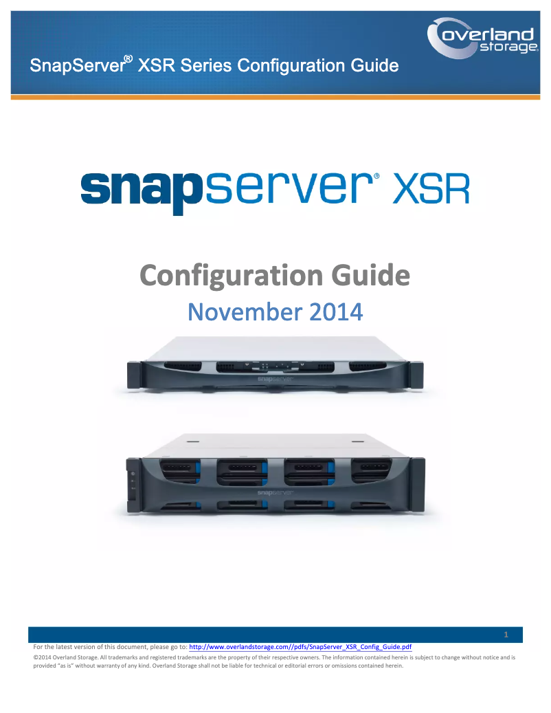 Página 1 del manual Manual de usuario Overland Storage SnapServer XSR 40