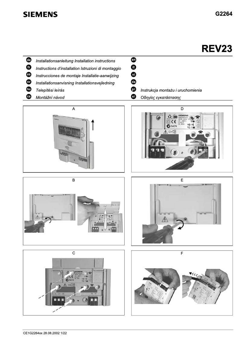 Imagen de la primera página del manual del dispositivo REV23