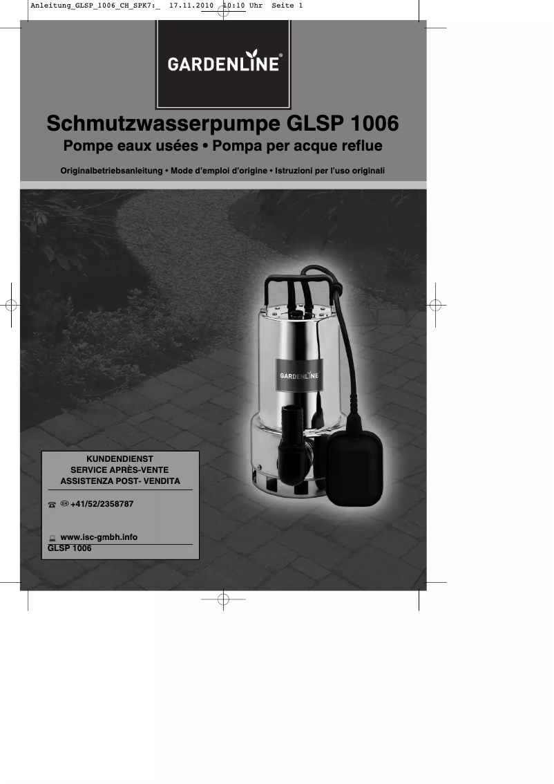 Página 1 del manual Manual de usuario Gardenline GLSP 1006