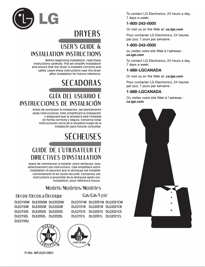 Imagen de la primera página del manual del dispositivo DLE2050W