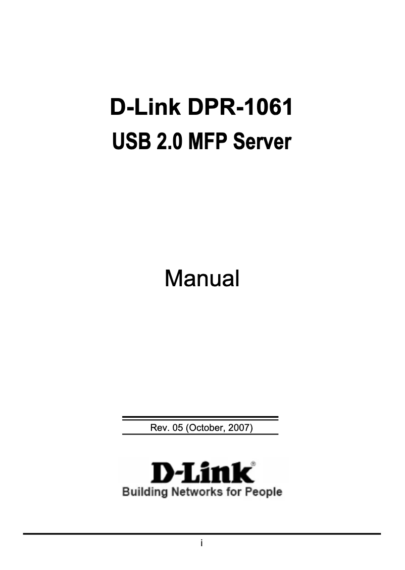 Imagen de la primera página del manual del dispositivo DPR-1061