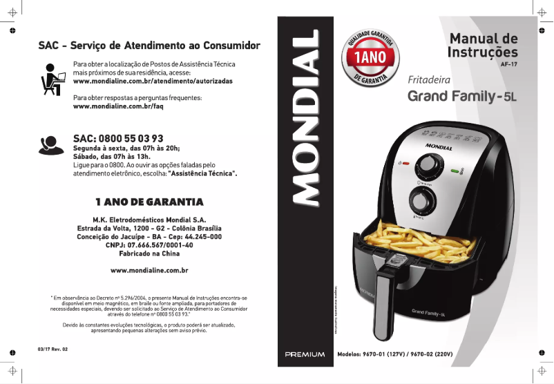 Página 1 del manual Manual de usuario Mondial Grand Family AF-17